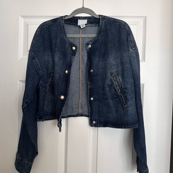H&M Midnight Blue Denim Jacket with Metallic Buttons - Picture 1 of 4